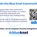 Join the blue knot community postcard with QR code