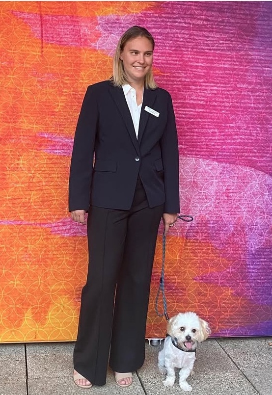 Torita Blake picture with her dog, she is our ambassador and supporter